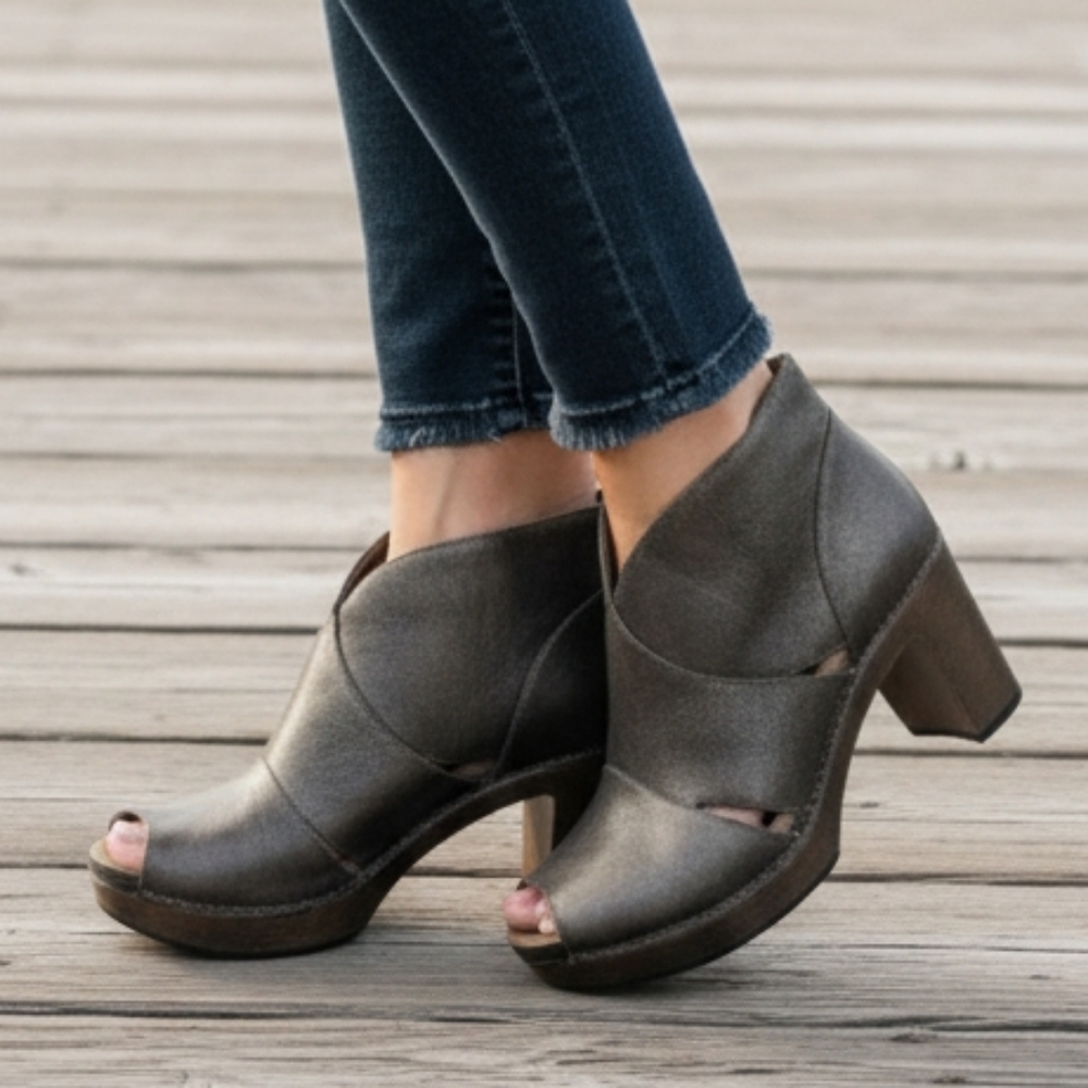 Dansko Delphina Block Heel Bootie In Aged Bronze Metallic Size 41 (US 10.5-11)